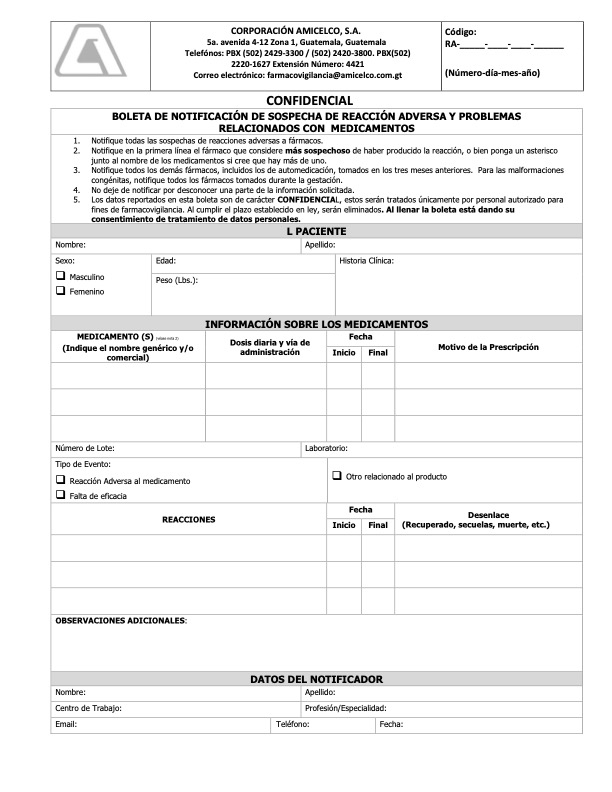Boleta de Notificación Expontánea AMICELCO